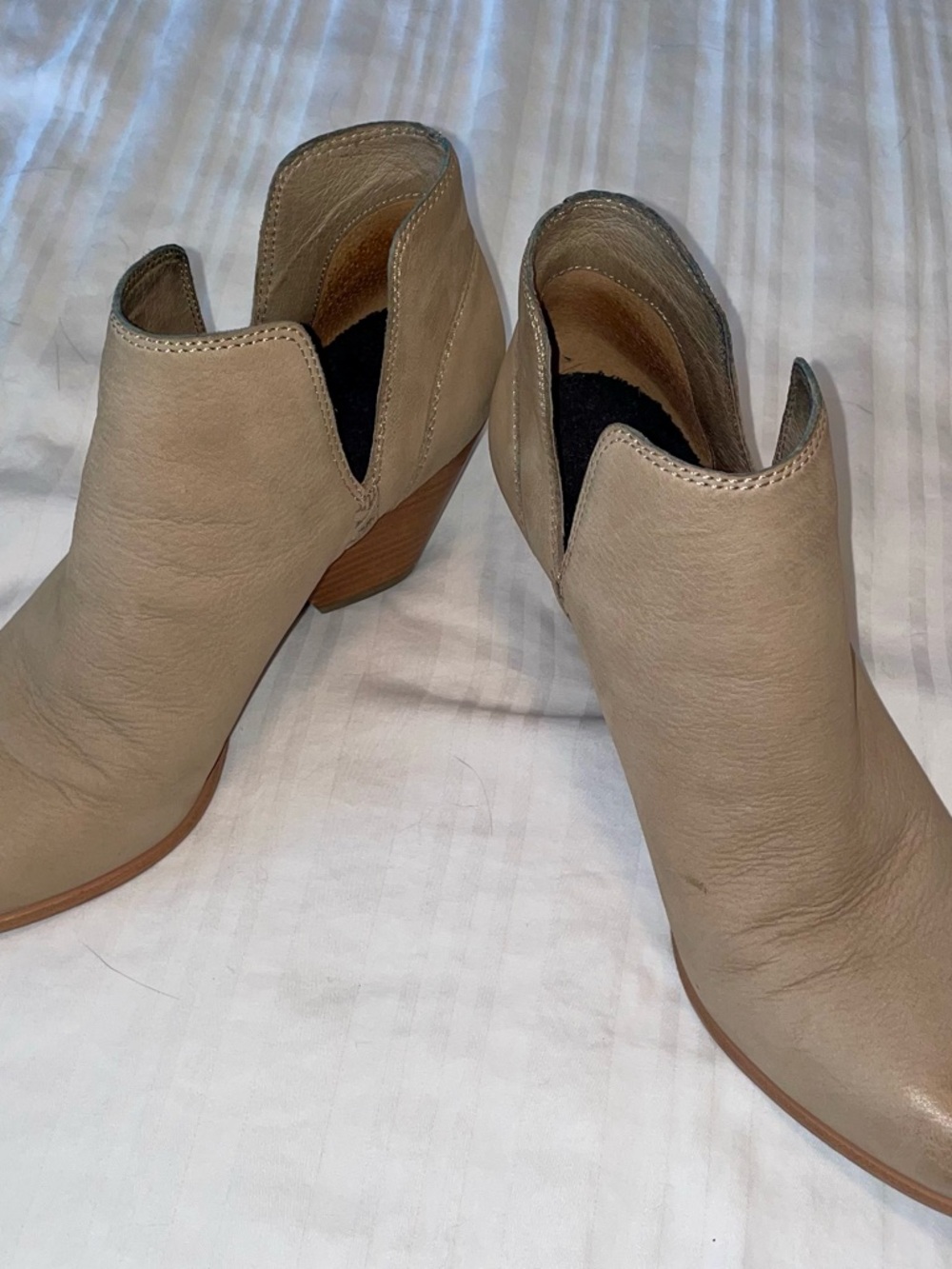 Frye Taupe Leather Cutout Ankle Booties